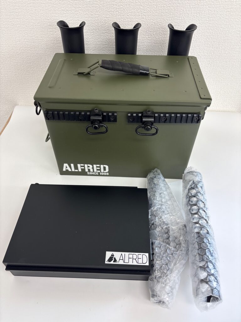 Non usato ALFRED ダンガンタックルボックス スペシャル Olive 別売り ロッドホルダー×2付き
